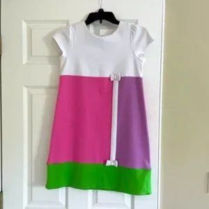 Hartstrings Dress Girls 2T A-line Ponte Knit Color Block Multicolor Pink Purple